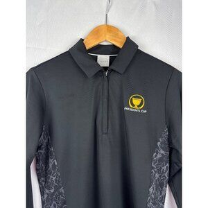 Dunning Golf Mens Medium Presidents Cup Long Sleeve Polo Shirt Black